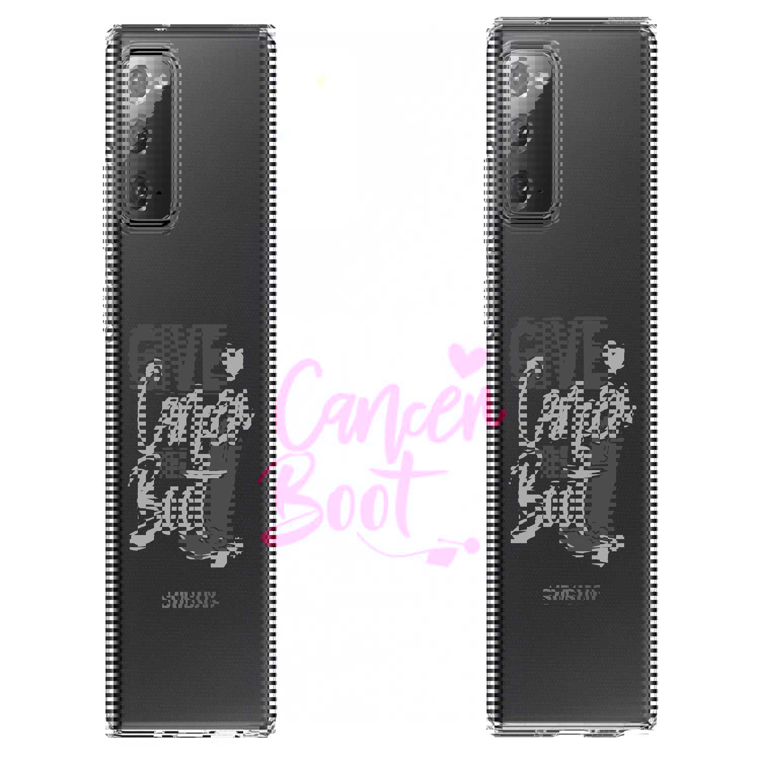 DistinctInk® Clear Shockproof Hybrid Case for Apple iPhone / Samsung Galaxy / Google Pixel - Give Cancer the Boot - Cowboy Spurs