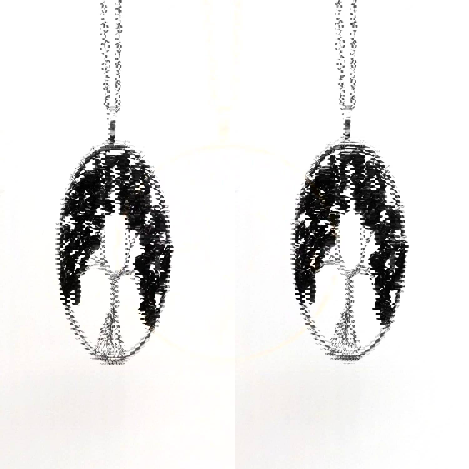 Colorful Gravel Stone Tree of Life Necklace Jewelry