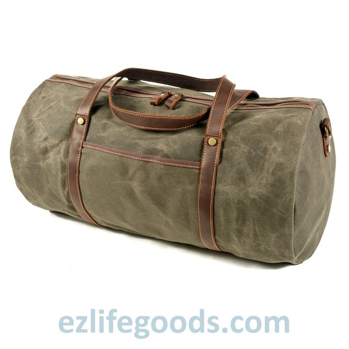 Retro Canvas and Cowhide Duffle Weekender Bag - Large Capacity Gym Bag