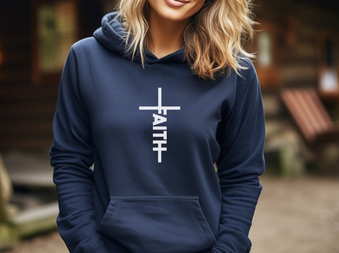 Faith Hoodie - Christian Hooded Sweater with Cross Design