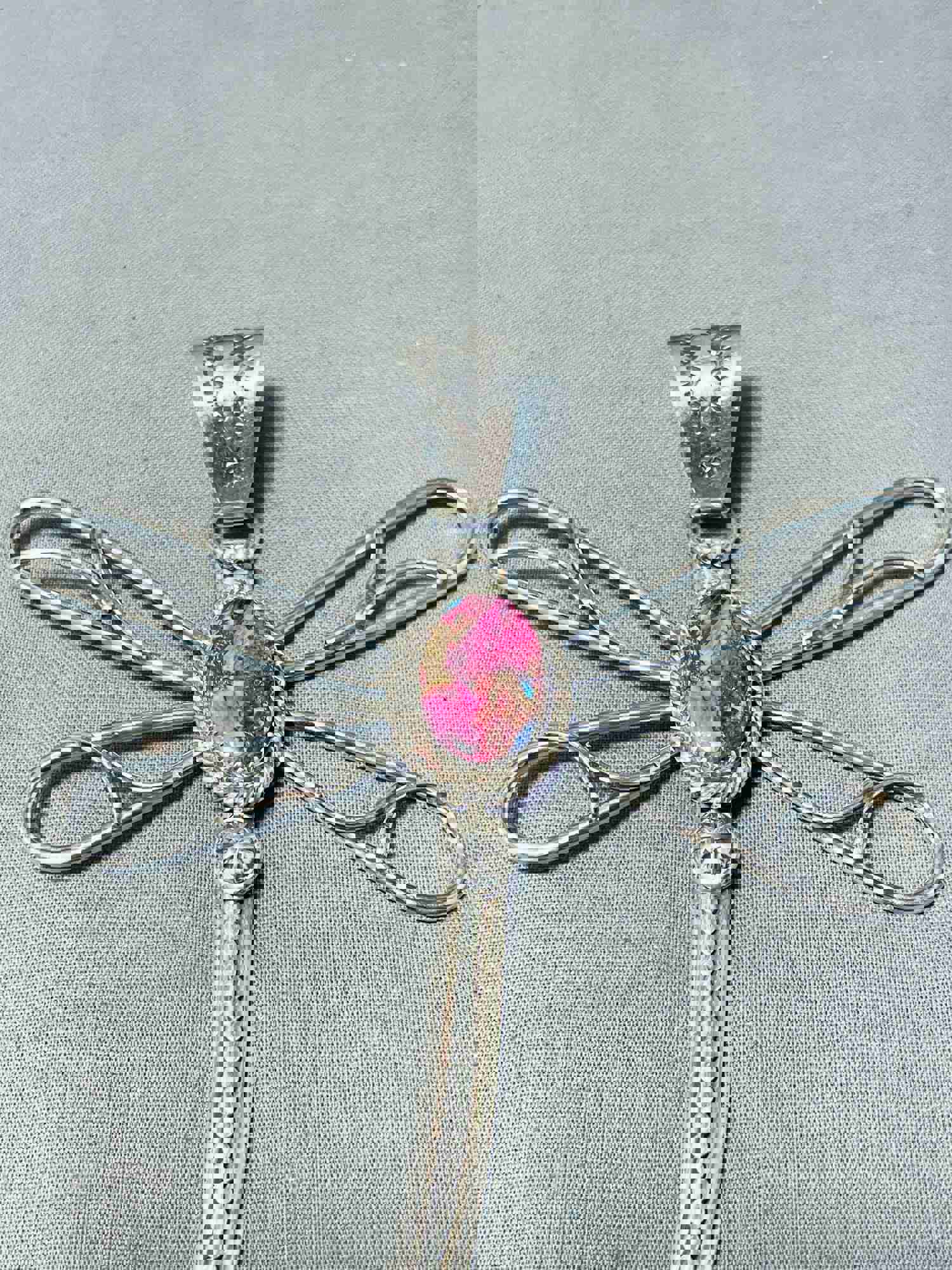 Signed Native American Navajo Purple Spiny Oyster Sterling Silver Dragonfly Pendant