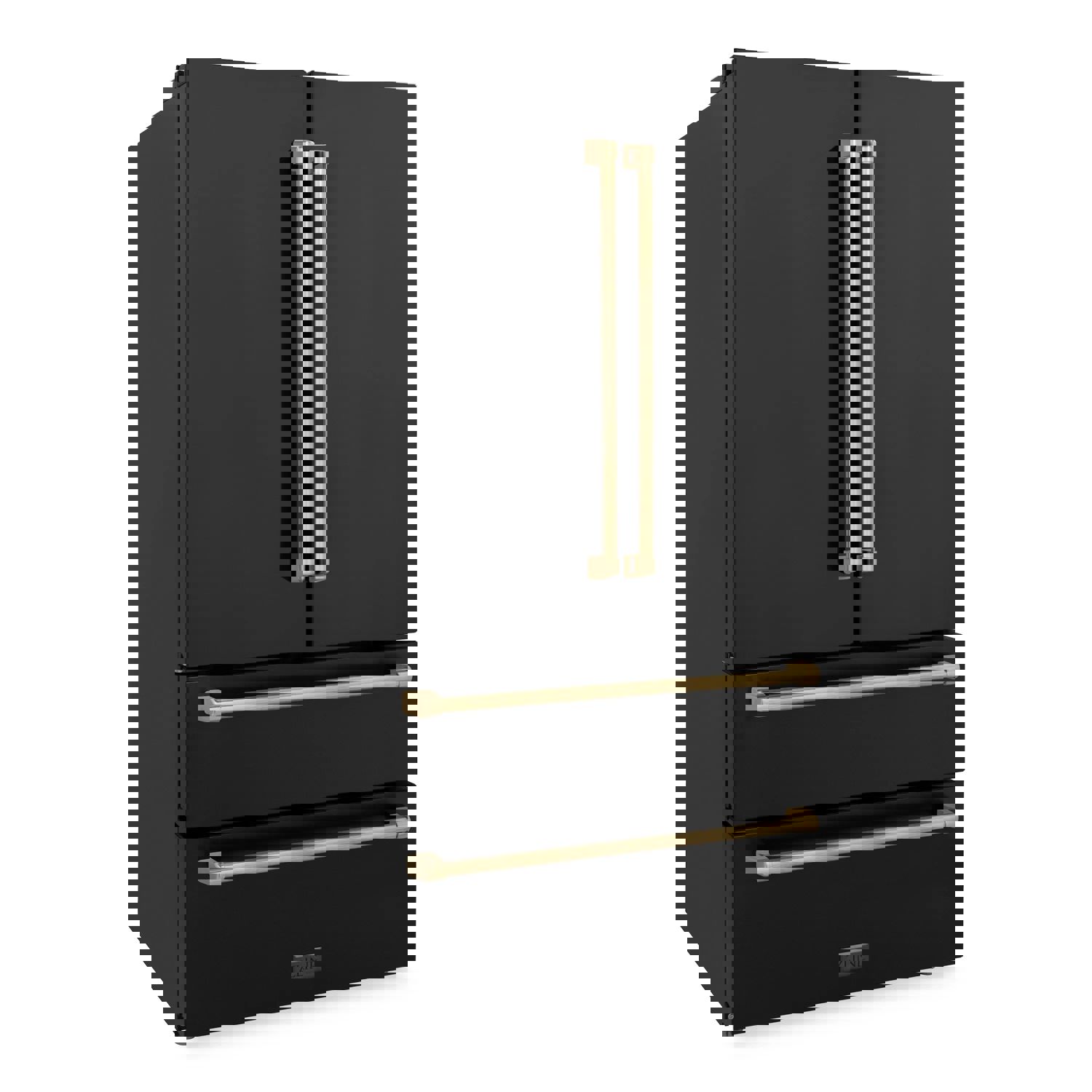 ZLINE Autograph Edition 36 French Door Refrigerator with Ice Maker - Black Stainless Steel & Champagne Bronze Trim