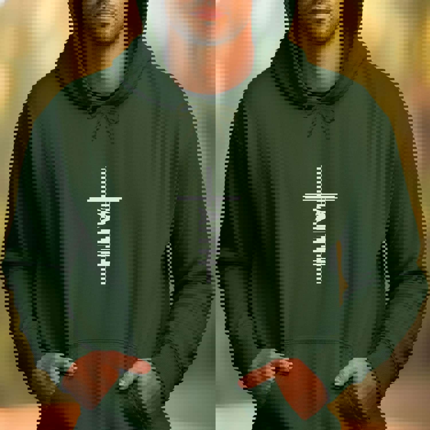 Faith Hoodie - Christian Hooded Sweater with Cross Design