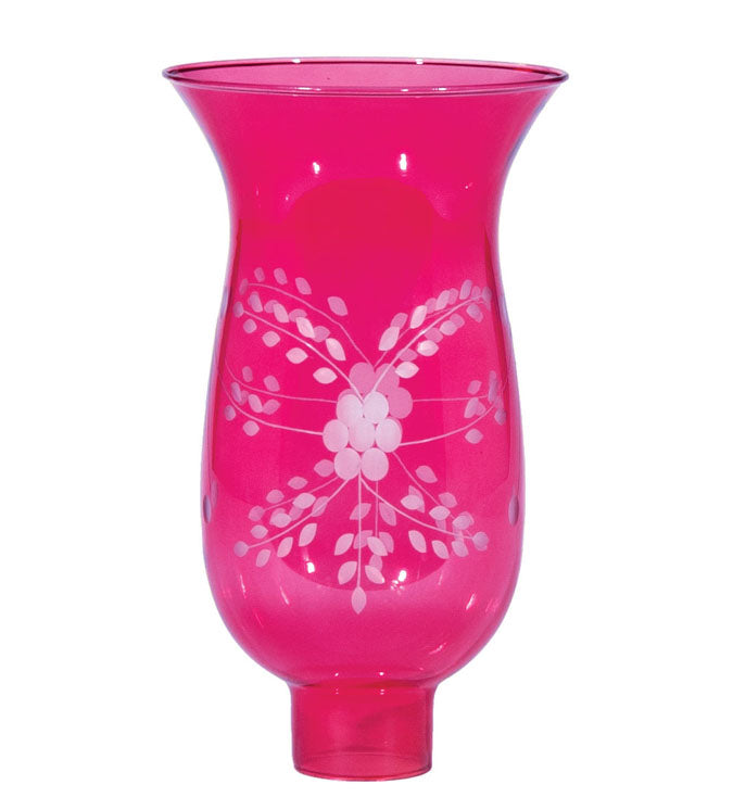 Cranberry Hurricane Shade with Hand-Cut Flowers Design, 1-5/8 Fitter Size