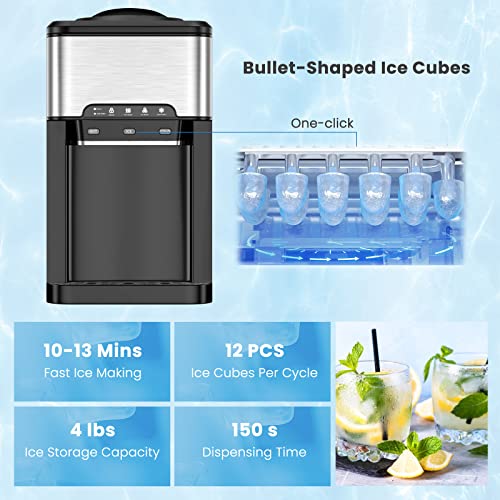 PETSITE 3-in-1 Countertop Water Cooler Dispenser with Ice Maker, Hot & Cold Water Dispenser for Home, Kitchen, Office, Bar