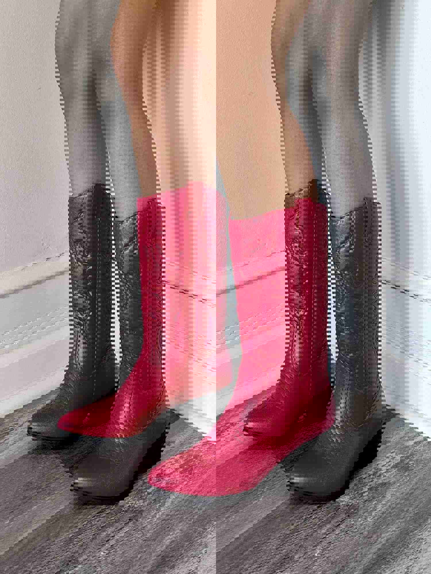 Maroon Cowgirl Boots with Black Sole and Heel