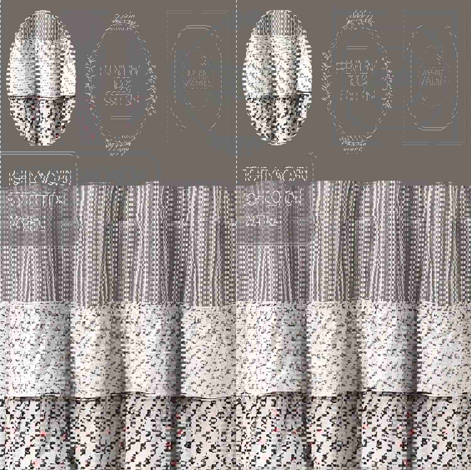 Farmhouse Valance Florette Ruffled Striped Country Window Curtain