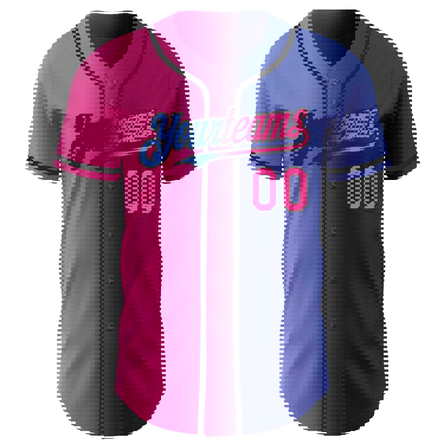 Custom Royal Pink-Black Authentic Gradient Fashion Baseball Jersey