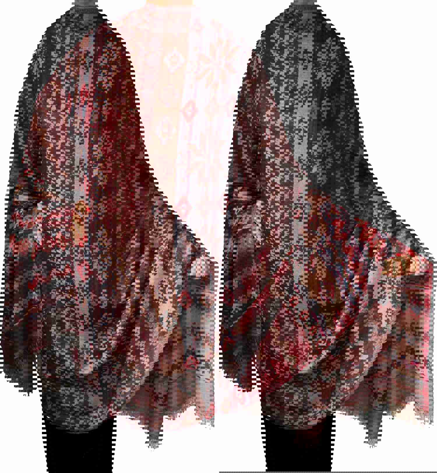 Women's Jamawar Shawl Wrap - Handwoven Wool Scarf from Kashmir (82 x 42 inches)