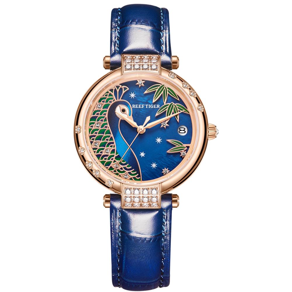 Reef Tiger Peacock Luxury Rose Gold Automatic Watch