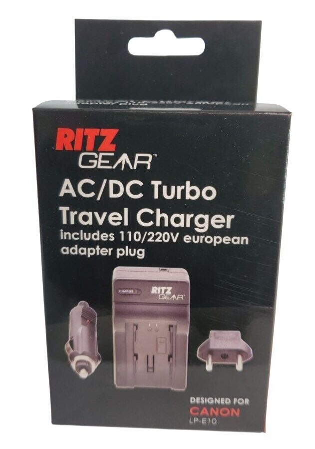 Ritz Gear AC/DC Turbo Travel Charger 8.4V DC for Canon LP-E10