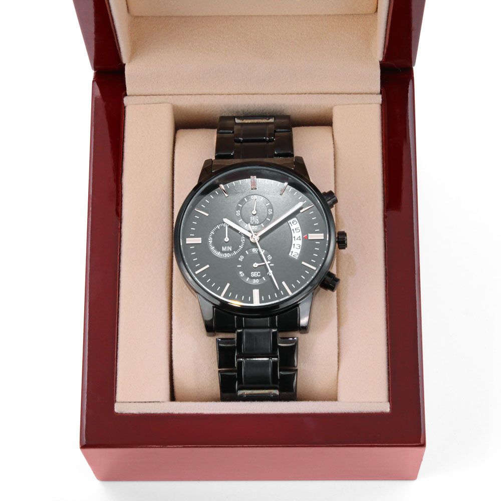 Engraved Thank You for Always Doing Your Best for Us Black Chronograph Watch