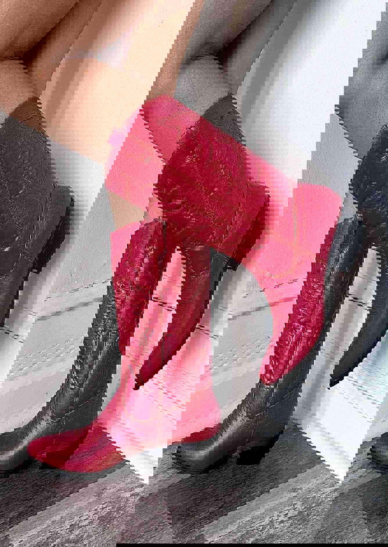 Maroon Cowgirl Boots with Black Sole and Heel