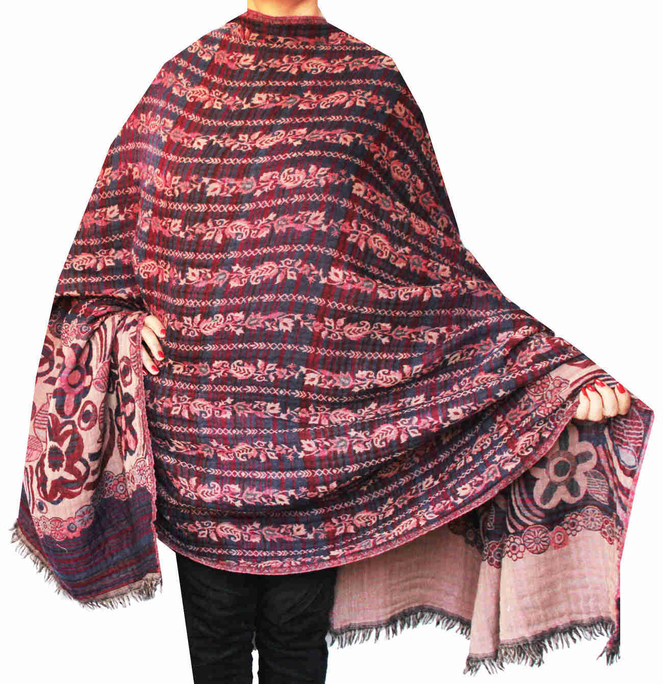 Kashmiri Handloom Wool Shawl Scarf for Women - 82 x 42 inches