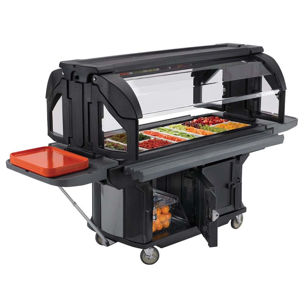 Cambro Ultra Series Black Versa Food Bar with Storage and Standard Casters, 5 Feet