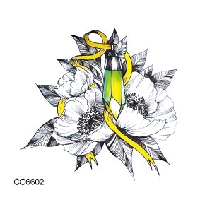 Rocooart Black White Style Temporary Tattoo Sticker - Tree Flower Leaf Rose Body Art