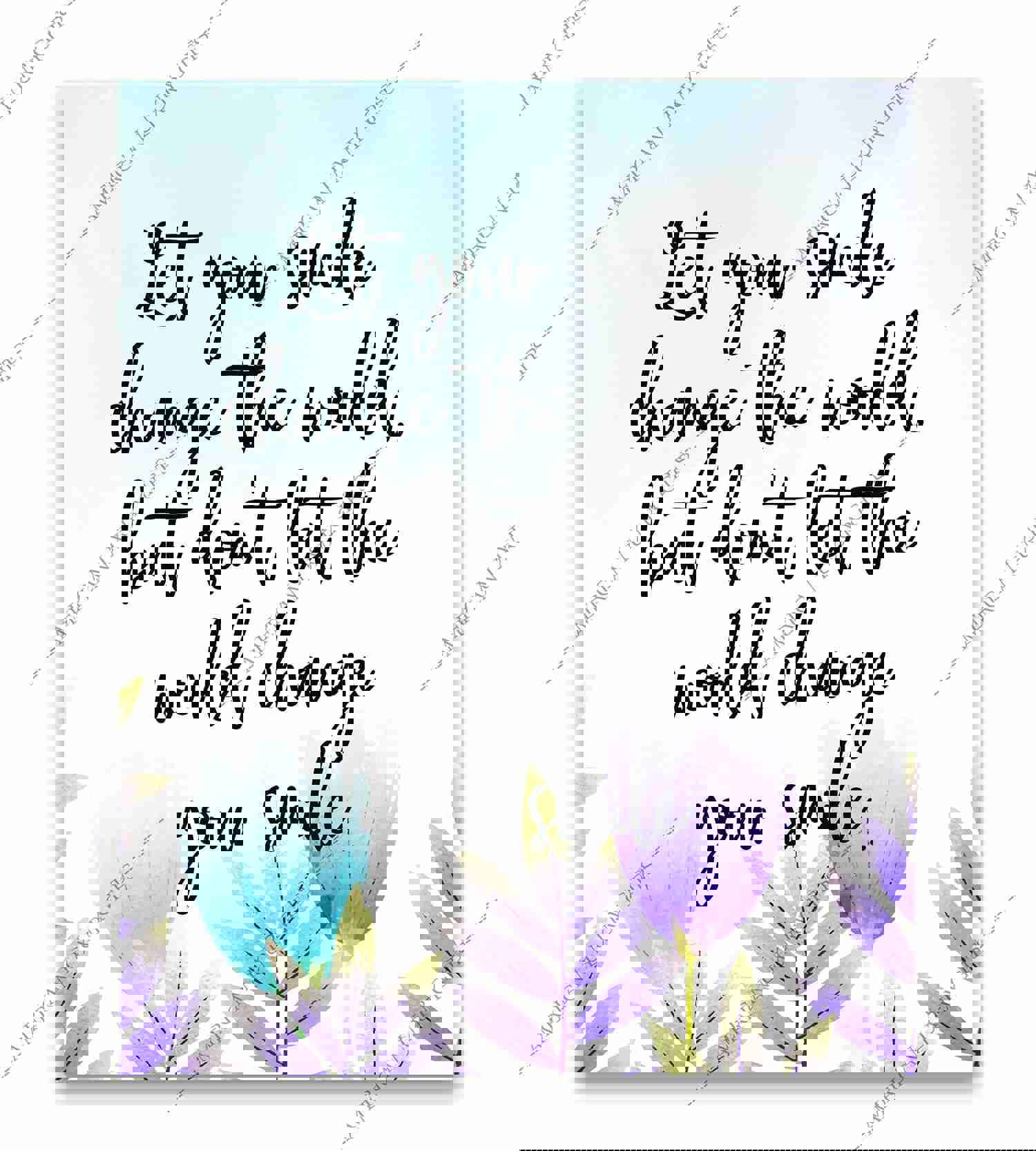Let Your Smile Change the World Inspirational Quotes Wall Decor - 8 x 10 Abstract Floral Art Print