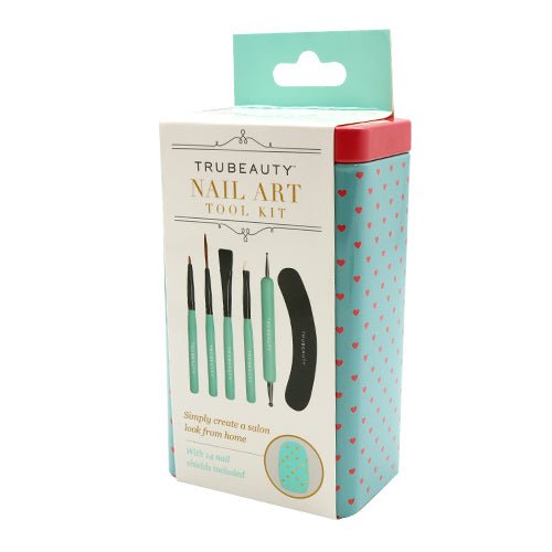 Tru Beauty Nail Art Tool Kit 6pcs with Nail Strips 14 Strips