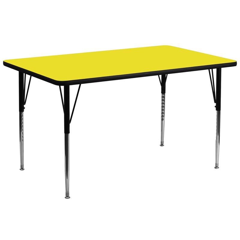 Flash Furniture 30W x 72L Rectangular Yellow HP Laminate Activity Table with Adjustable Legs