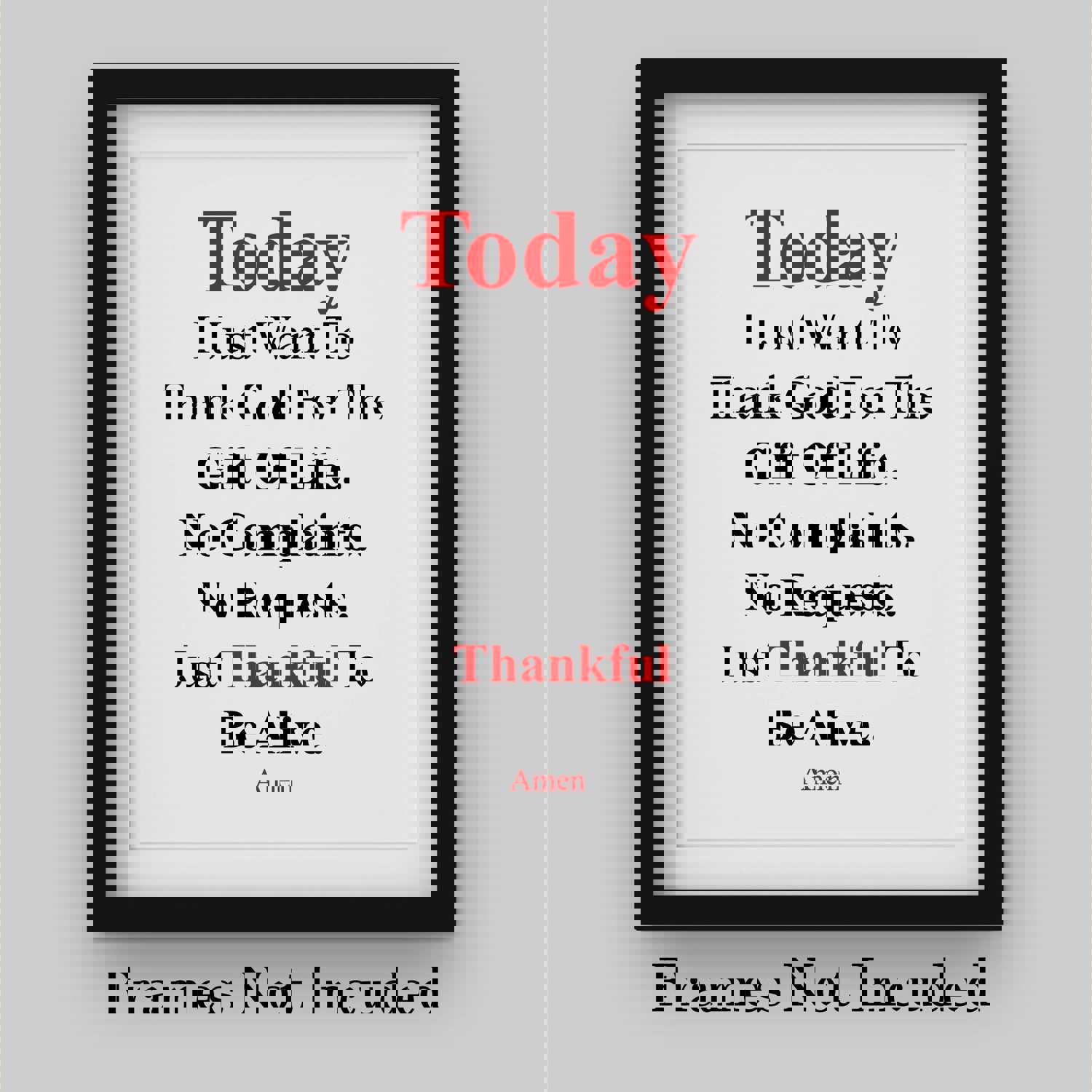 Today I Just Want To Thank God Prayer Wall Art Sign - 8 x 10 Modern Typographic Poster Print