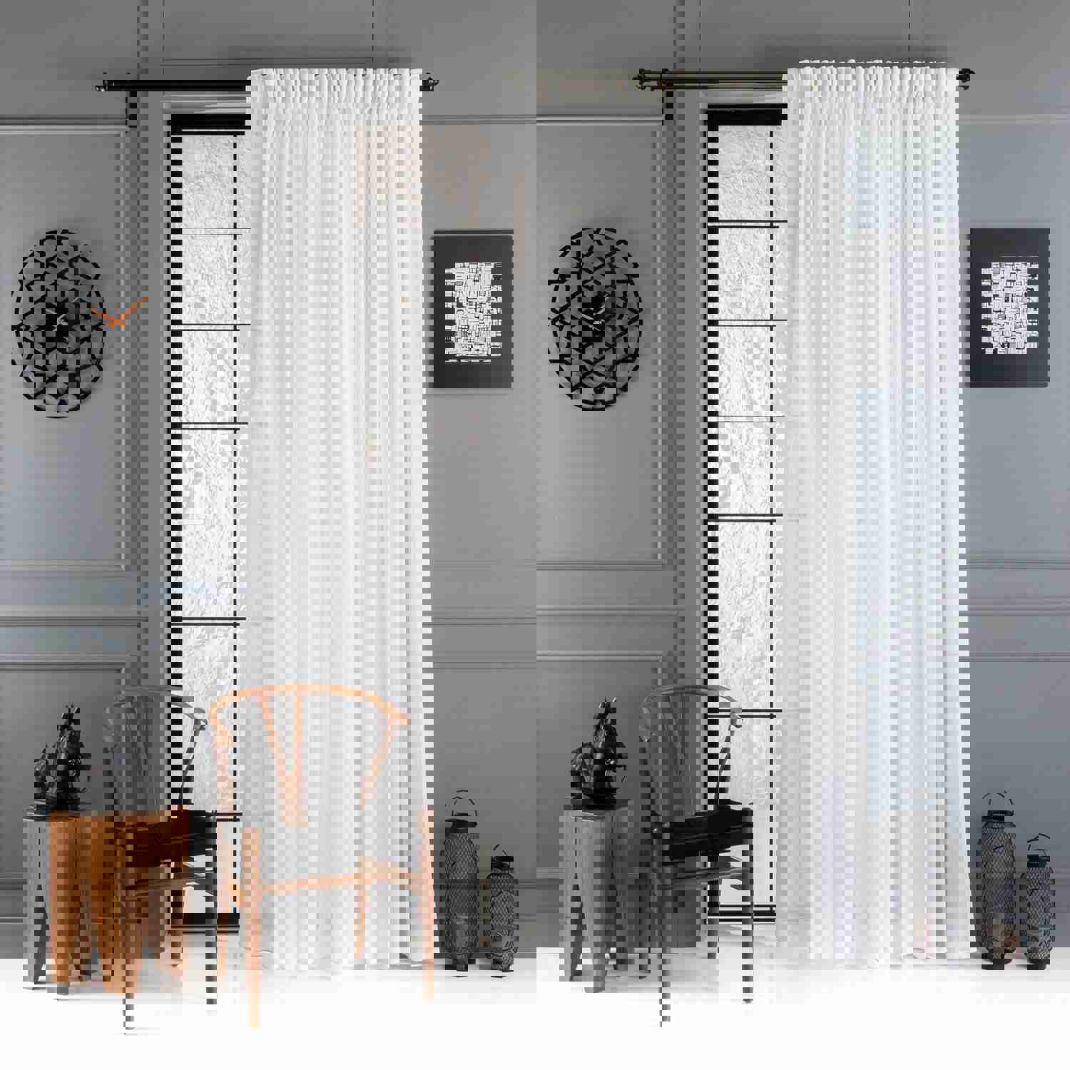 Backtab White Linen Sheer Curtain - 5 Color Options, Adjustable & Customizable