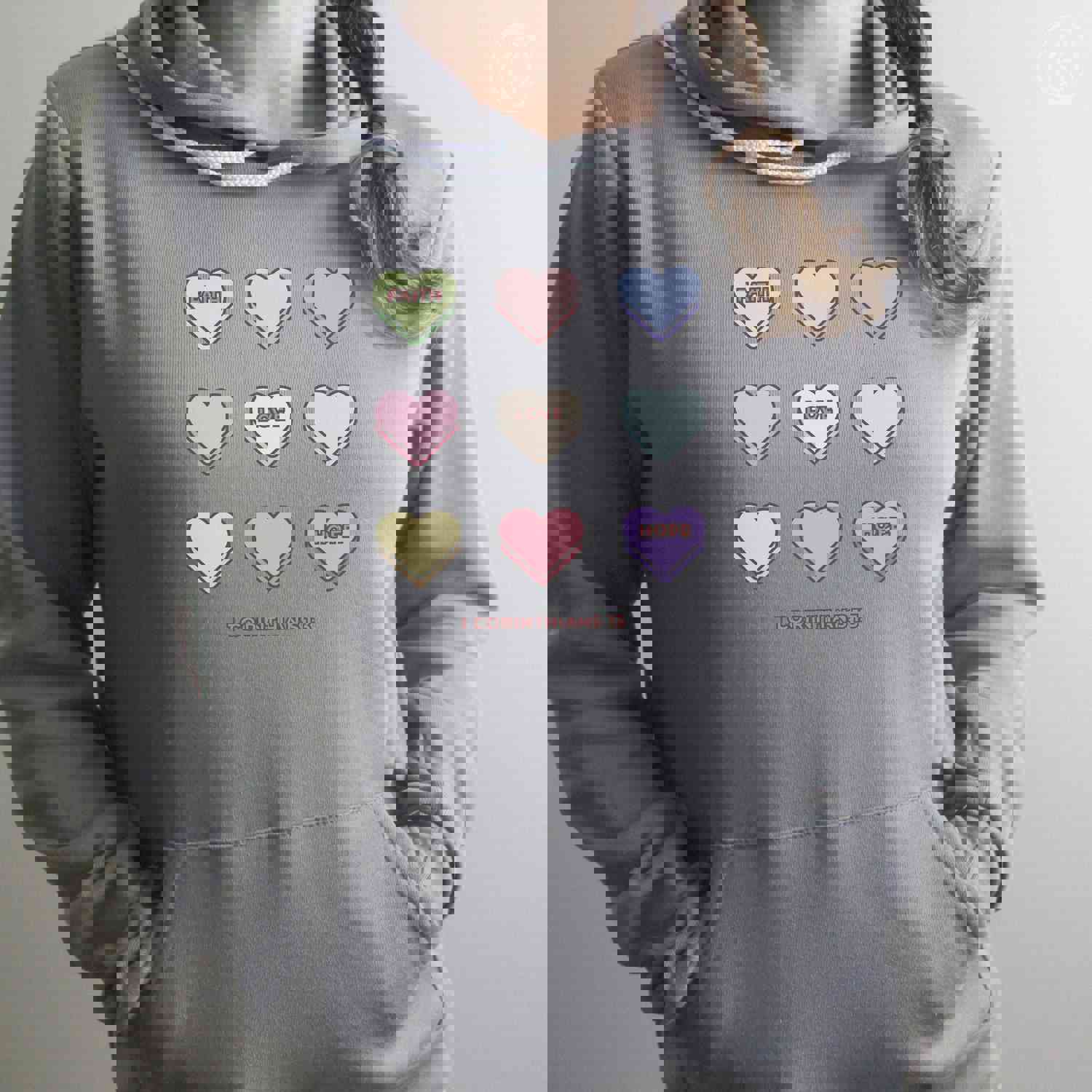 Faith Hope Love Conversation Hearts Premium Unisex Pullover Hoodie