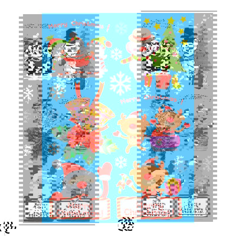 Qfdian CHRISTMAS Decorations - Merry Christmas Snowflake Snowman Window Sticker