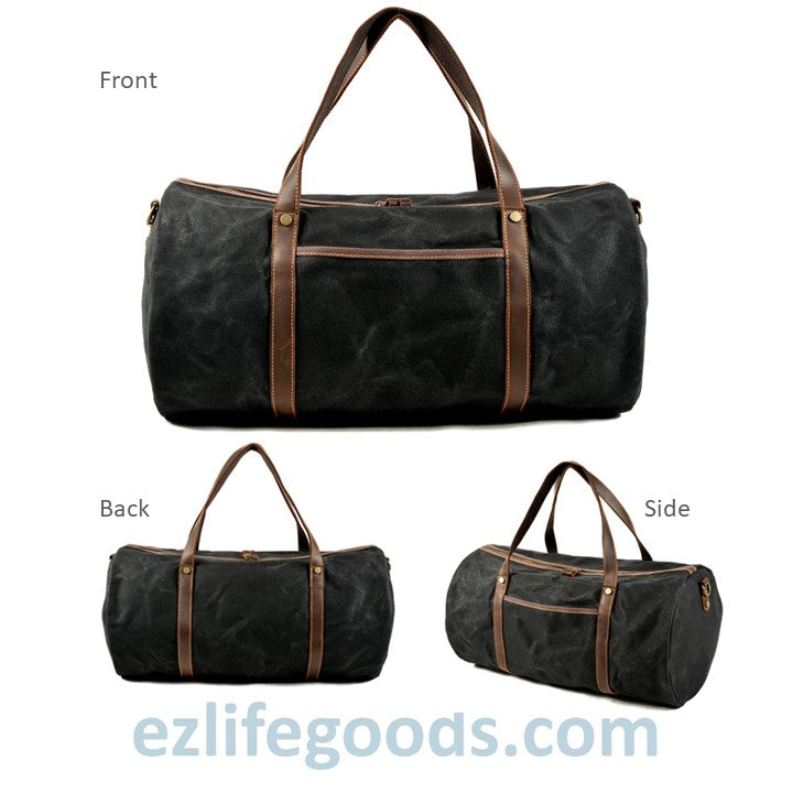 Retro Canvas and Cowhide Duffle Weekender Bag - Large Capacity Gym Bag