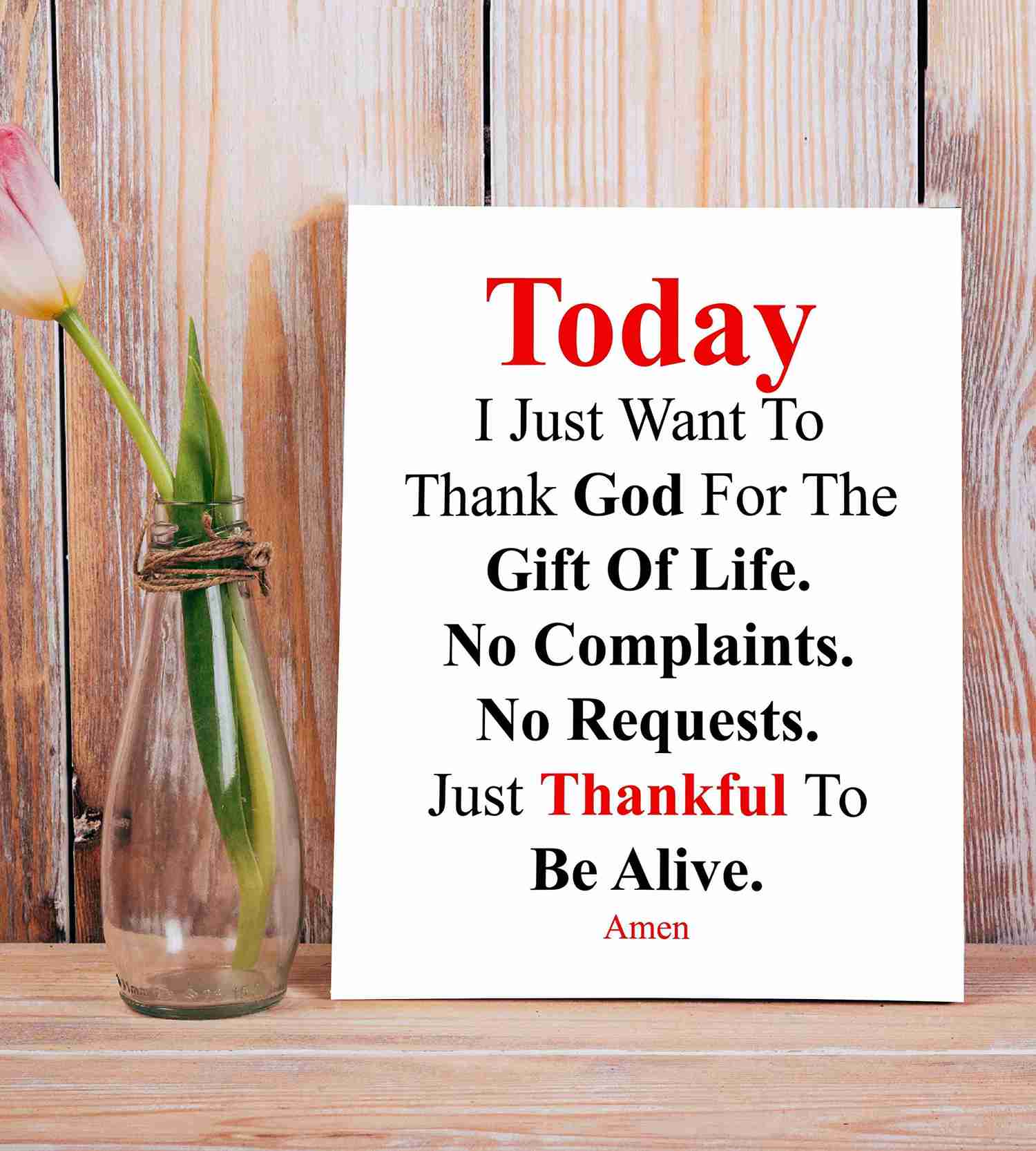 Today I Just Want To Thank God Prayer Wall Art Sign - 8 x 10 Modern Typographic Poster Print
