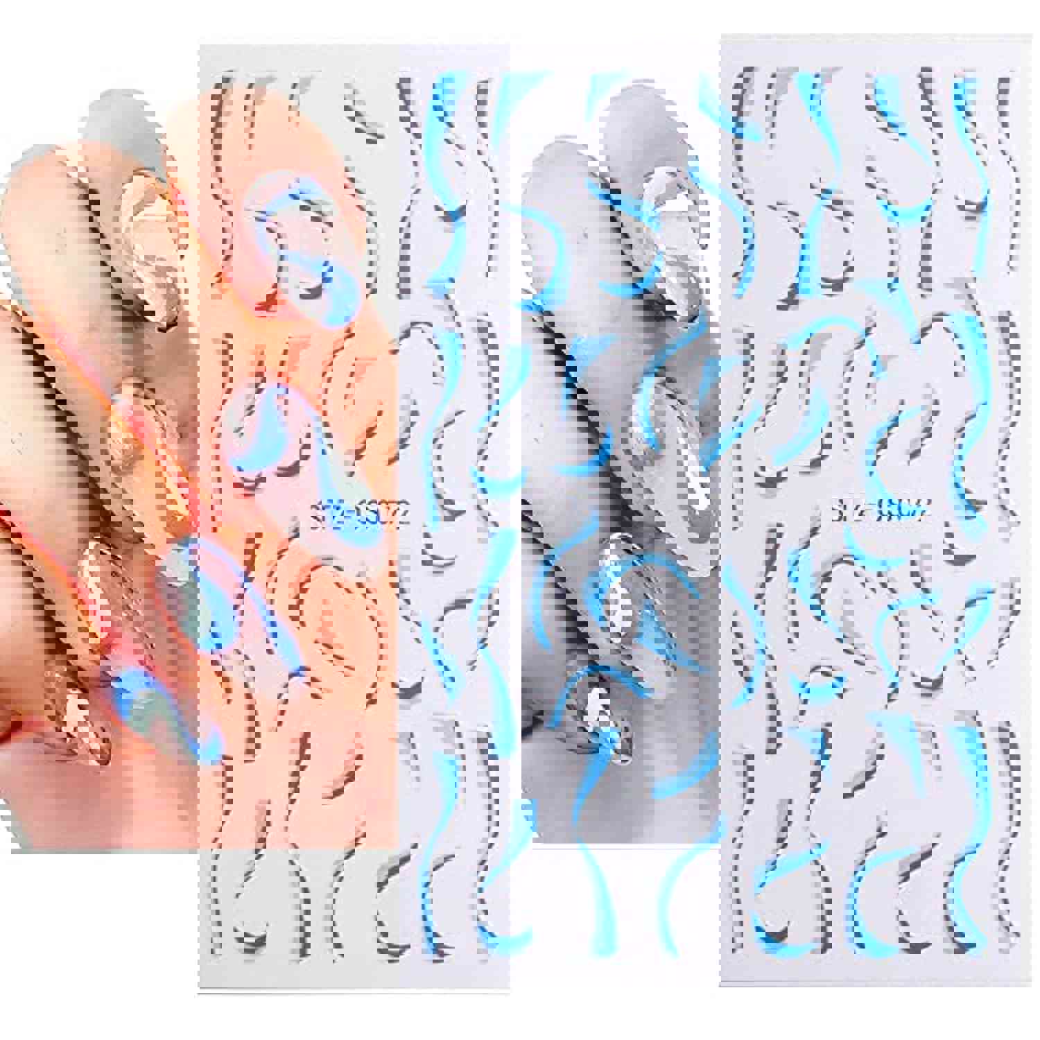 Wave Line Nail Art Stickers Decals, Abstract 3D Nail Stickers for Acrylic Nails Decorations (6Pcs)