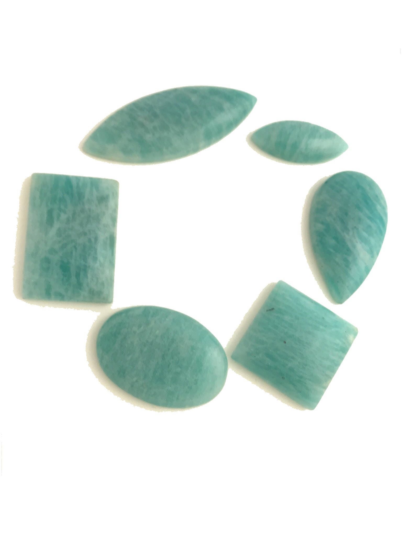 6Pcs Natural Amazonite Cabochon Loose Gemstone for Jewelry Making