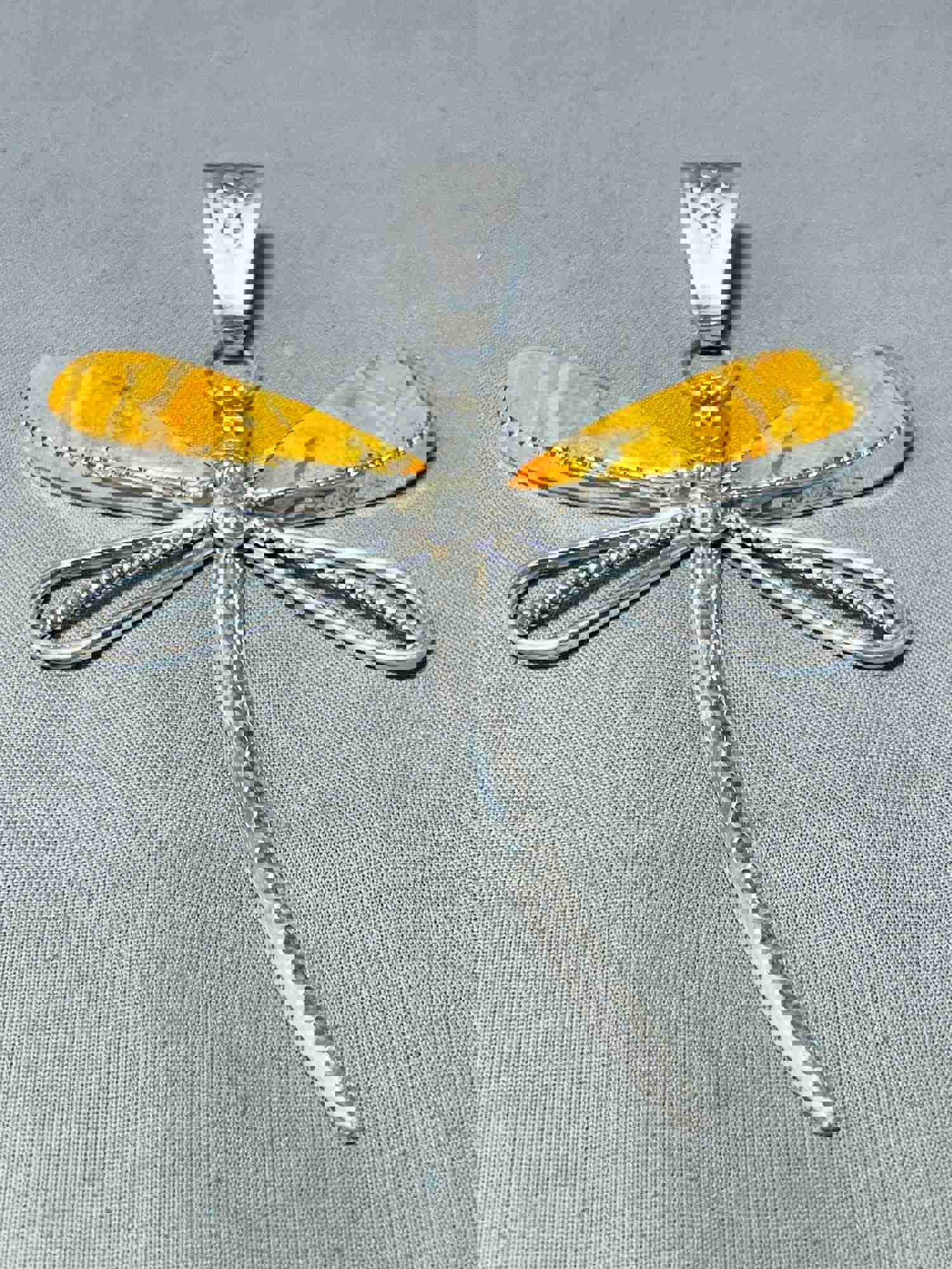 Exquisite Navajo Sterling Silver Dragonfly Pendant with Honeybee Wings