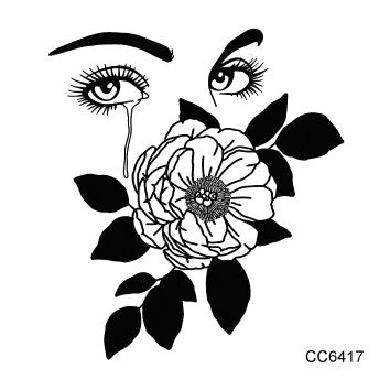 Rocooart Black White Style Temporary Tattoo Sticker - Tree Flower Leaf Rose Body Art