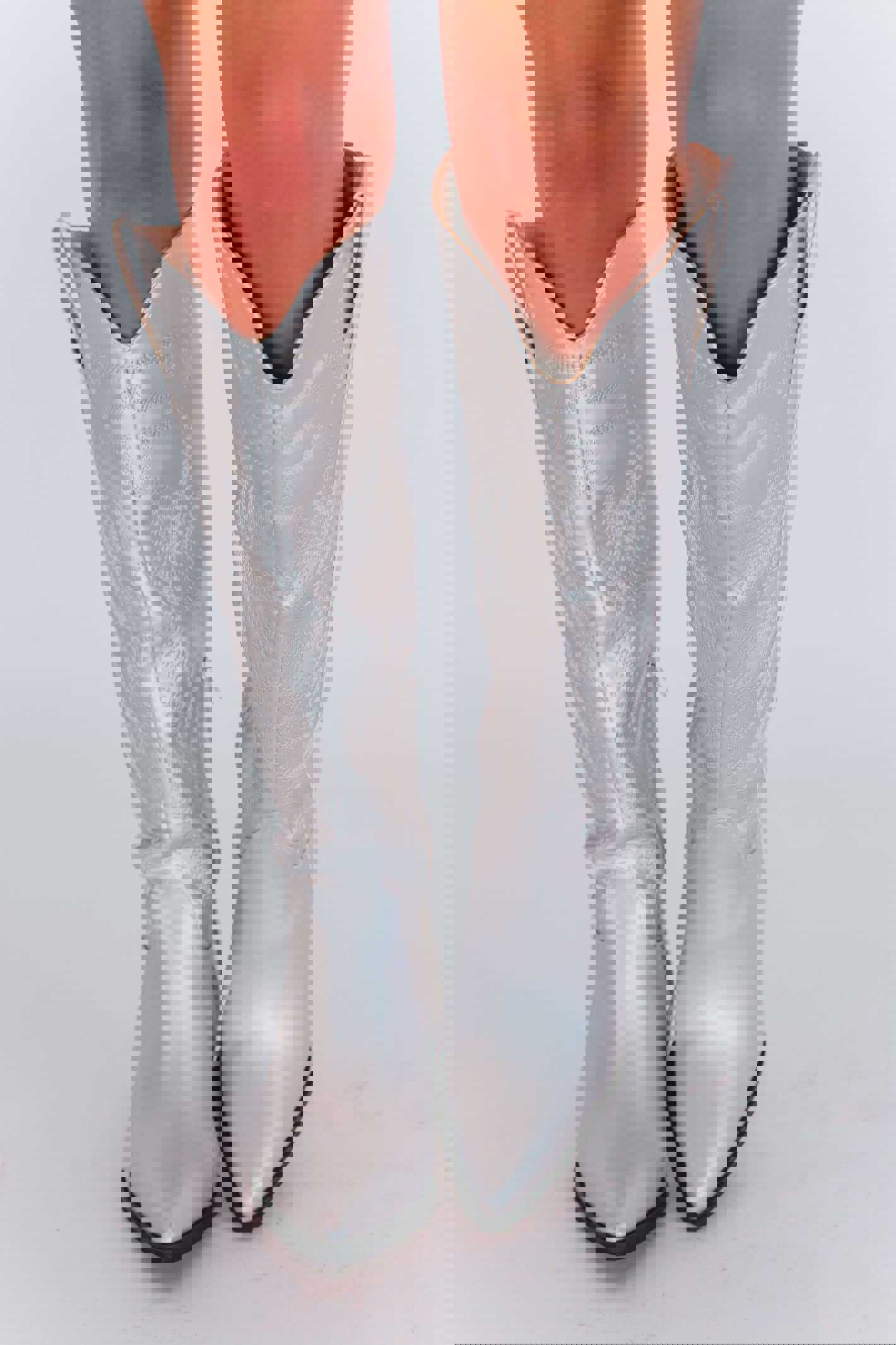 Here for a Good Time Silver Cowboy Boots