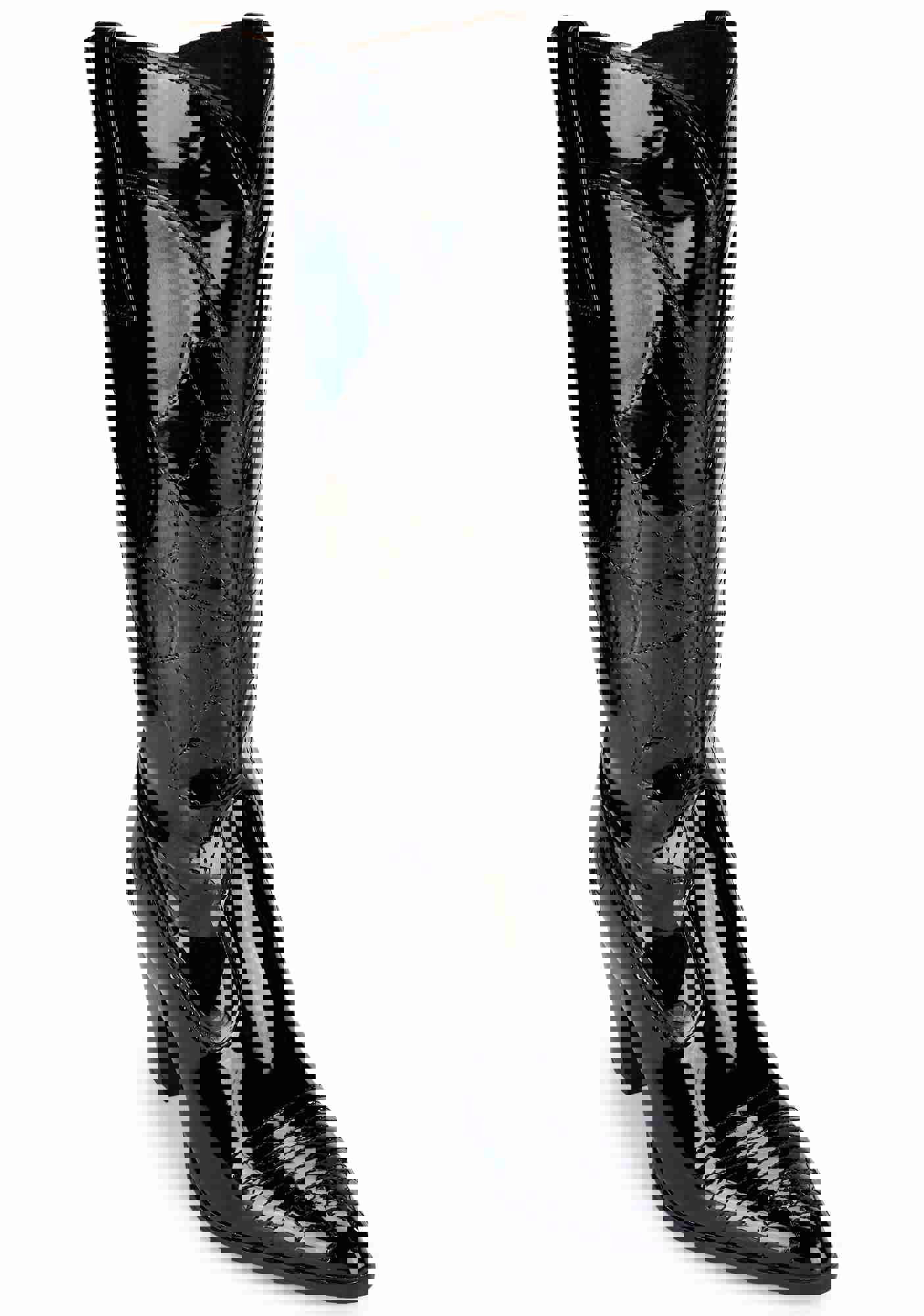 Space Cowgirl Web Cowboy Boots - Vegan Leather with Spider Web Stitching