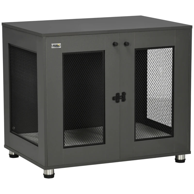 PawHut Dog Crate Furniture with Water-resistant Cushion, Double Doors, Indoor Pet Crate for Small & Medium Dogs