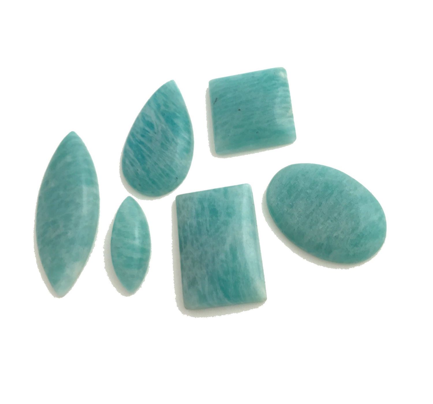 6Pcs Natural Amazonite Cabochon Loose Gemstone for Jewelry Making