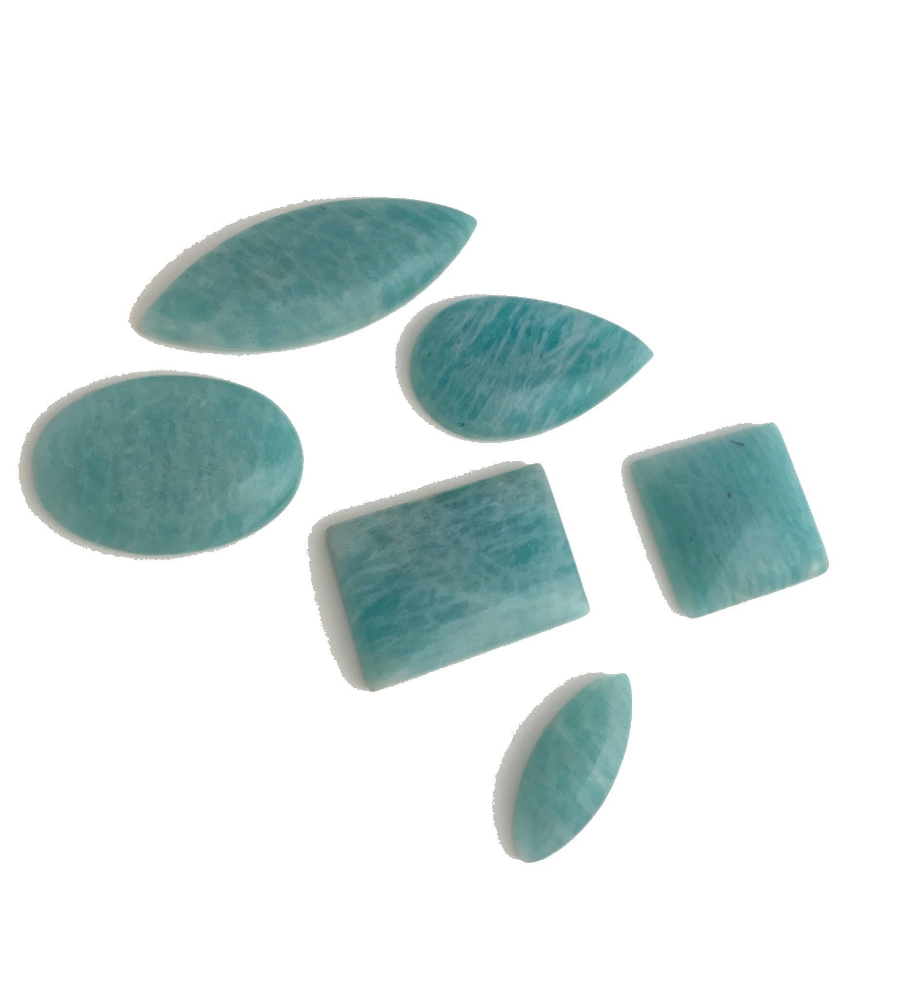 6Pcs Natural Amazonite Cabochon Loose Gemstone for Jewelry Making