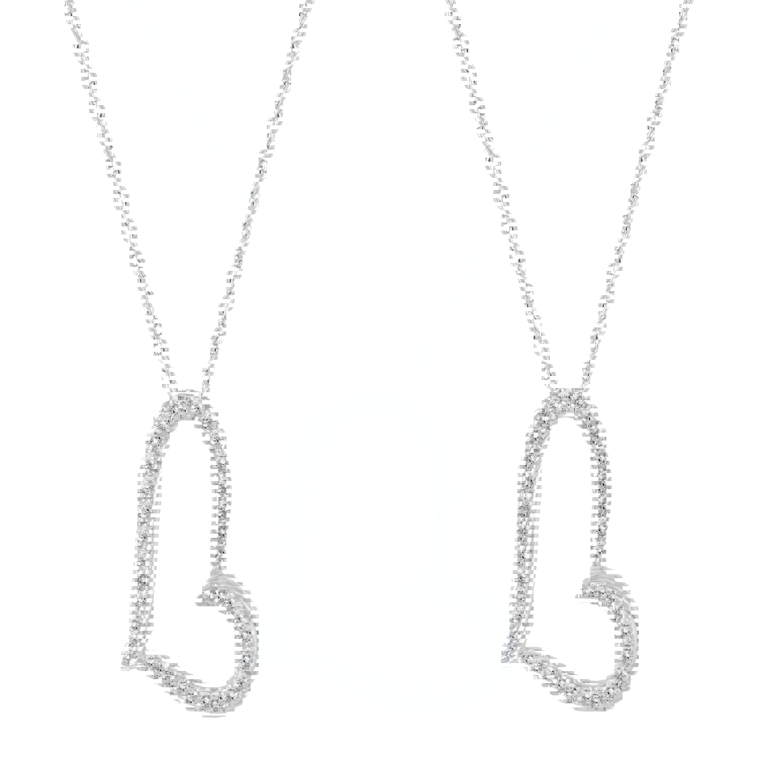 1/4 Cttw Diamond Swirl Open Heart Pendant Necklace in 925 Sterling Silver
