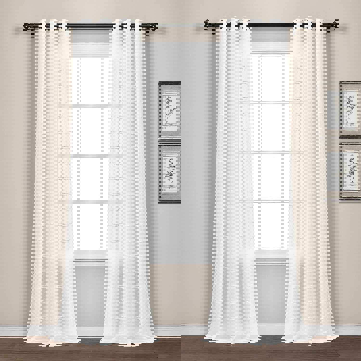 Farmhouse Textured Grommet Sheer Indoor/Outdoor Window Curtain