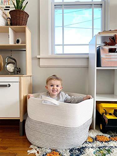Goodpick Large Cotton Rope Basket - Foldable Storage with Handles