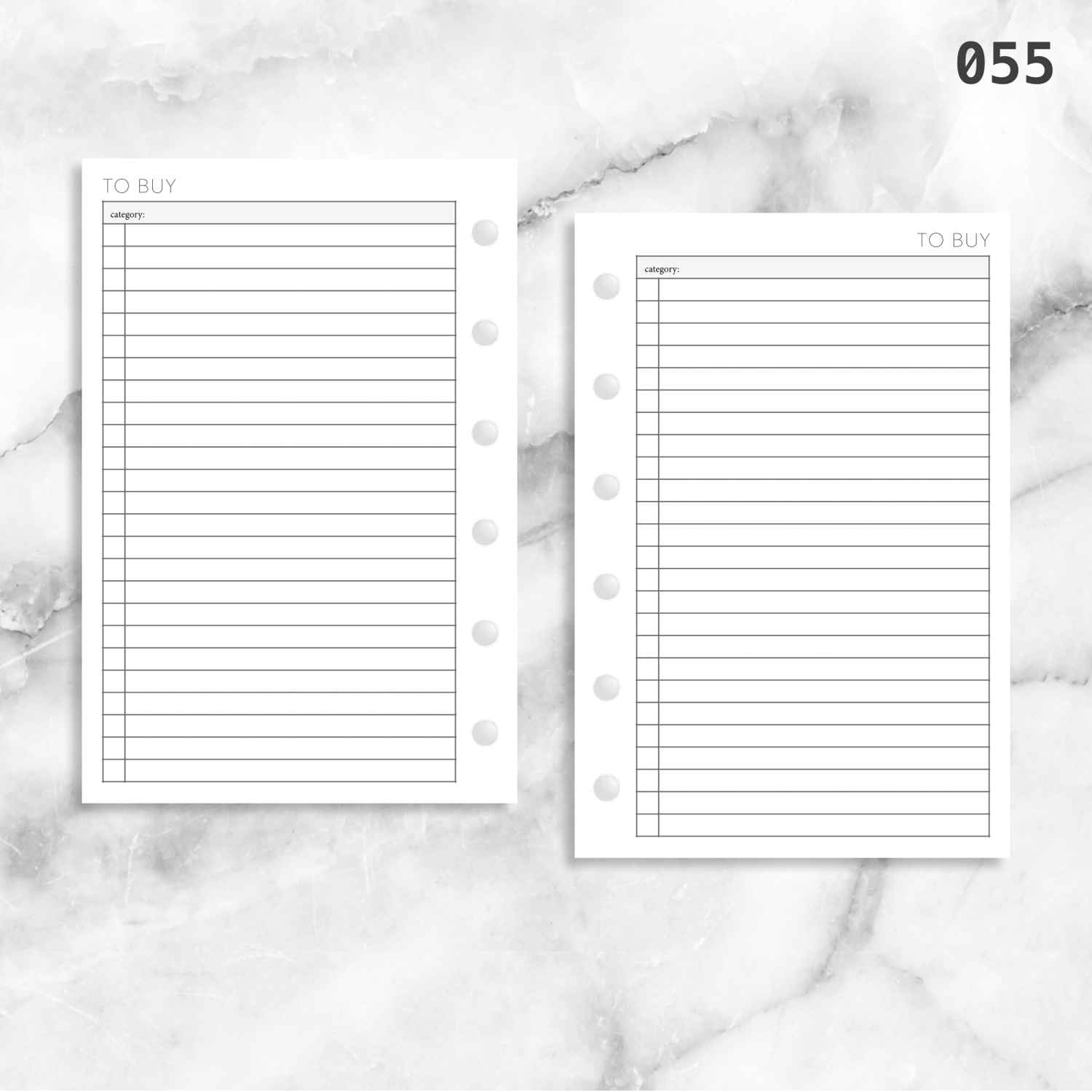 055: To Buy - Undated Shopping List Planner