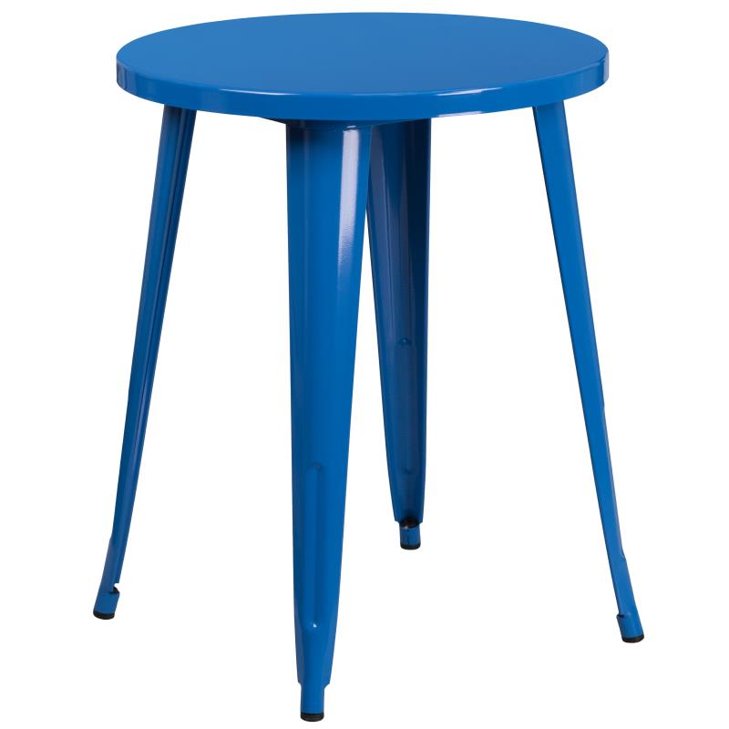 CH-51080TH-4-18VRT Flash Furniture Thomas Commercial Grade 24 Round Blue Metal Indoor-Outdoor Table Set with 4 Chairs