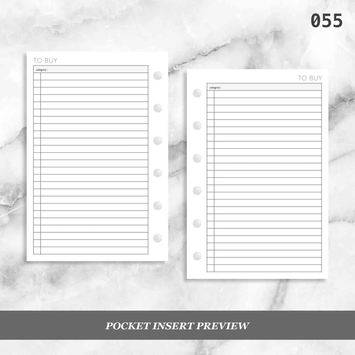 055: To Buy - Undated Shopping List Planner