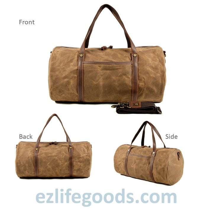 Retro Canvas and Cowhide Duffle Weekender Bag - Large Capacity Gym Bag