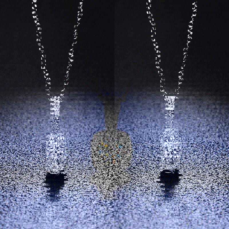 Olivia Cushion Cut Necklace - 925 Sterling Silver with High-Quality CZ