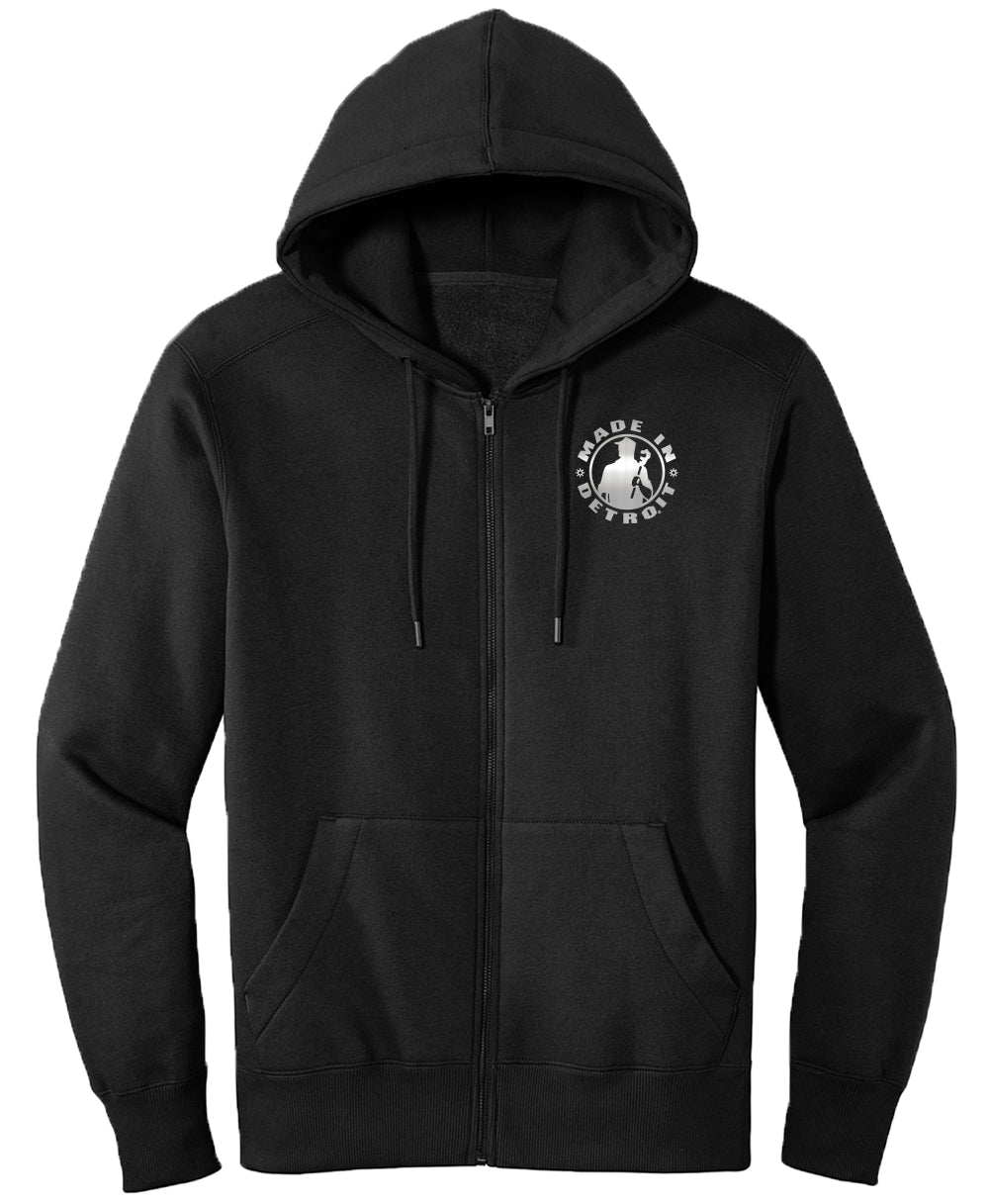 Biker Wrench Zip-up Hoodie - Unisex Fleece with Metallic Print