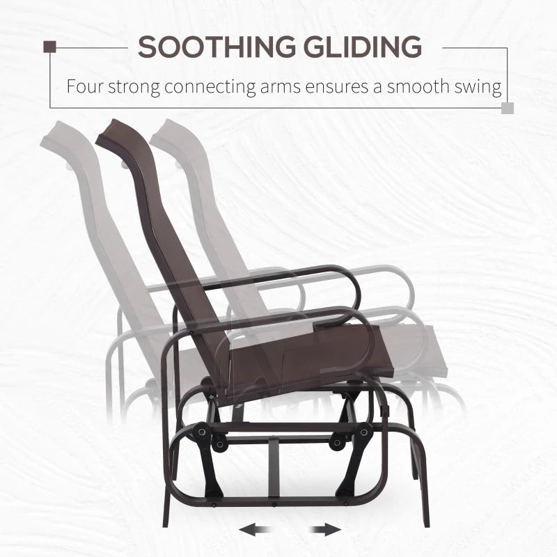Outsunny Gliding Lounge Rocker for Indoor/Outdoor Use with Water-Resistant Material - Brown