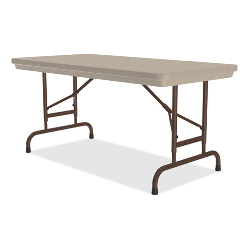Correll Adjustable Folding Table Rectangular 48x24x22 To 32 Mocha Top Brown Legs