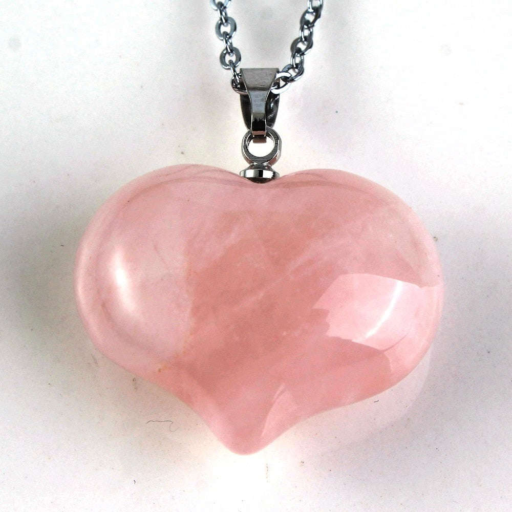 Natural Gnergy Gemstone Silver Plated Pendant with Rose Pink Quartz and Opalite